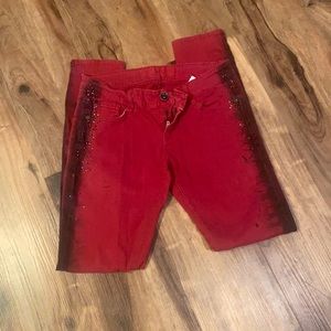 Truce red/black stretchy, skinny jeans size 7